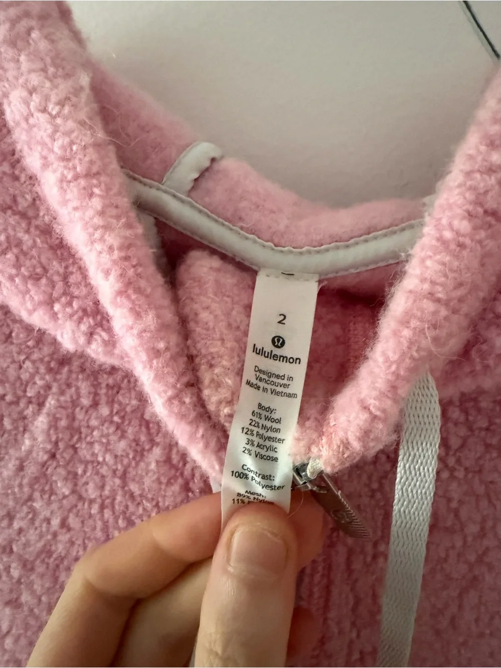 Lululemon So Sherpa Hooded Jacket in Heathered Pink Haze Size 2 Full Zip
